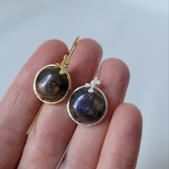 925 Sterling Silver Labradorite 2 In One Earrings - Picture 4 of 6